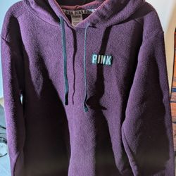 Victoria’s Secret PINK Sherpa hoodie. Medium. Burgundy / purple 💜 Plum color
