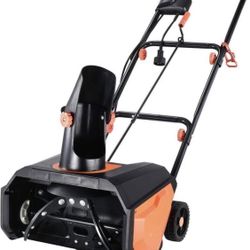 Snow Thrower, 18 Inch Electric Snow Blower, Steel Auger, 180° Rotatable Chute, 13 Amp,Orange