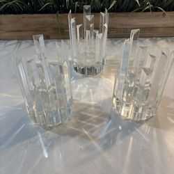 Set of 3 Heavy Crystal Candle Holders – Modern Decor ✨