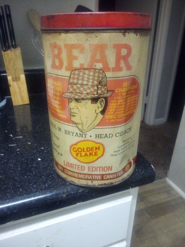 Alabama "Bear" Bryant Collectable Tin Golden Flake