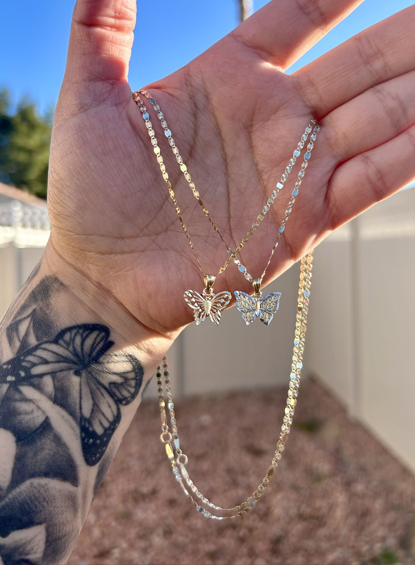 14K Real Gold butterfly necklaces