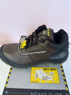 New Safety Jogger Work Shoes with steel toe color D. Brown/black size US 9.5/Eur 42.5, model Pluto