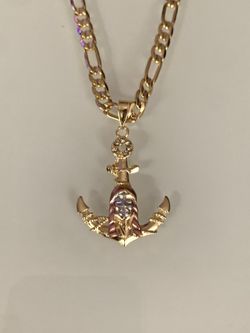 Medalla  estilo  ancla  con rostro de Jesús en 3 Oros  - no Incluye Cadena 