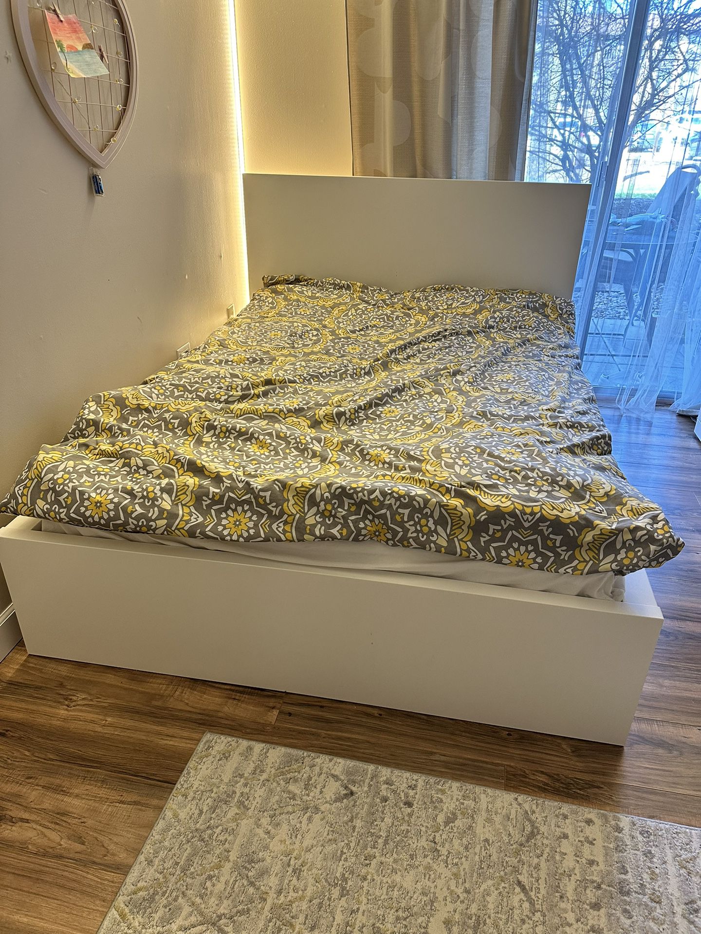 Full High bed frame/2 storage boxes with mattress