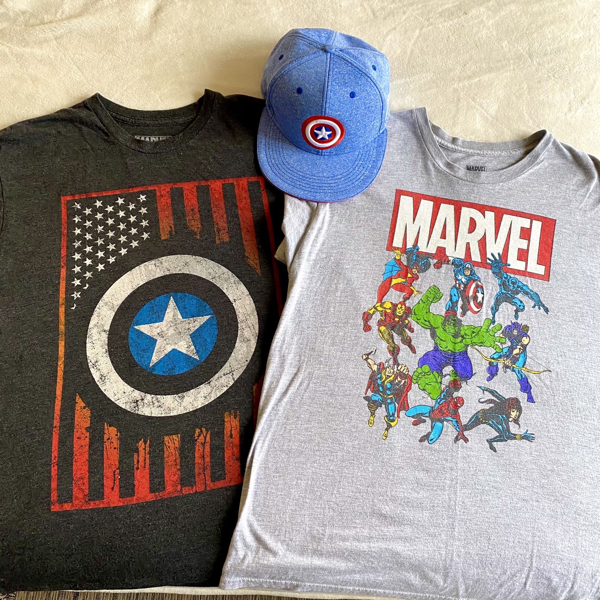 Marvel Two T-shirts & Hat Bundle