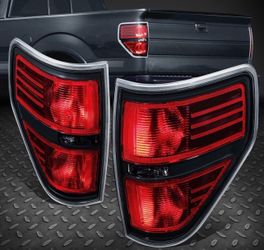 2009 - 2014 FORD F150 PAIR BLACK TRIM RED LENS TAIL BRAKE LIGHTS