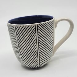 Vintage Anthony Shapiro West Elm Coffee Tea mug striped retired 
midcentury. Pre-owned, very good shape, no chips or cracks. It is 4" 
tall, weight 13