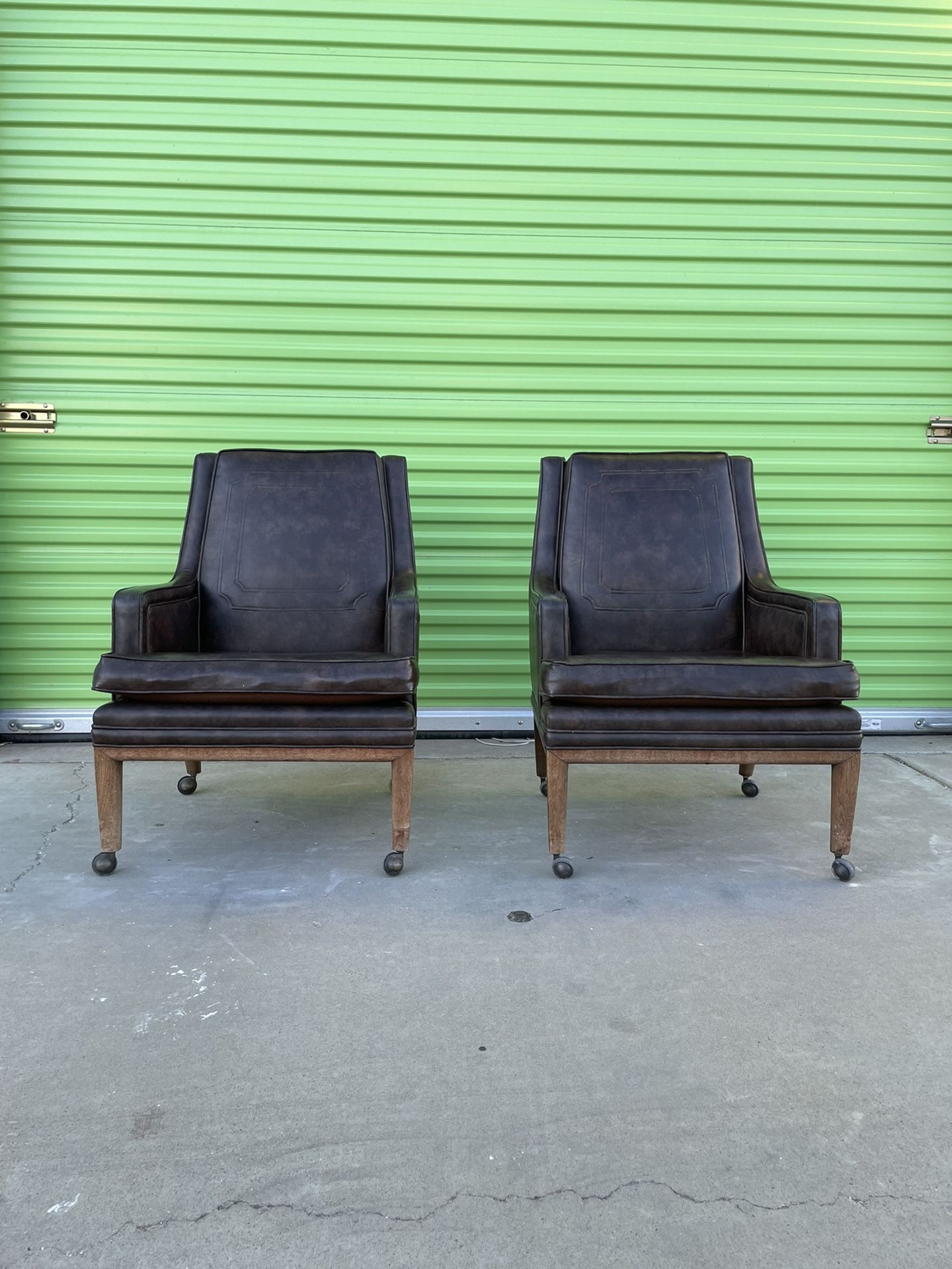 Leather Vintage Antique Mid Century Modern Chairs