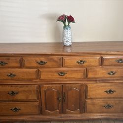 Vintage Maple Dresser With Mirror