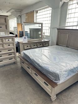 4 piece bedroom set bed frame nightstand mirror and dresser