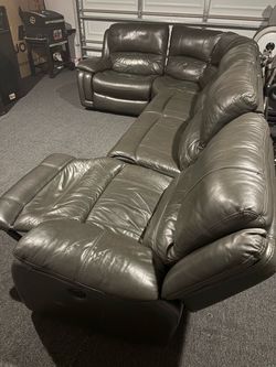 Green leather couch