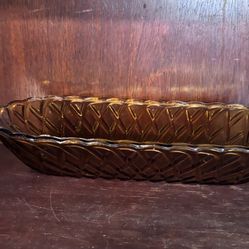 Amber Glass Oblong Candy Dish Indiana Glass Co.