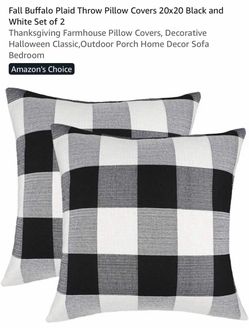 Black and white plaid pillow covers