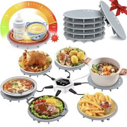 6-Pad Food Warming Mat,Fast Heating Silicone Warmer Tray with 3 Level Temperature & 3 Timer,Warmer Pad Chafing Dishes Hot Plate 