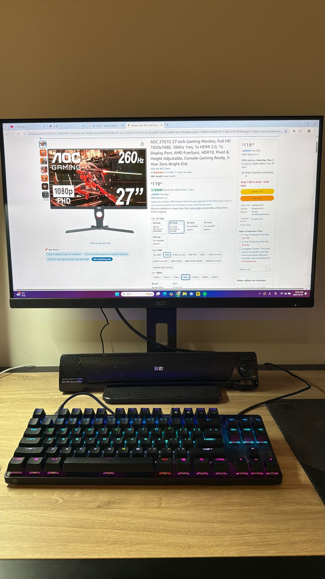 Aoc 27G15 180HZ, 27inches