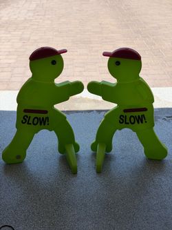 SLOW! Kid Figure Traffic Safety Signs – Set of 2