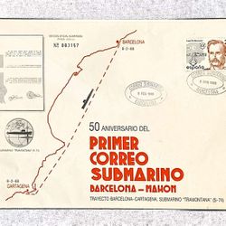 50 Aniversario Primer Correo Submarino-barcelona-mahon-1988-cover