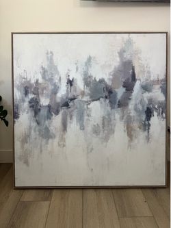 48” Framed Blue Abstract Canvas Wall Art – Modern Luxe | New