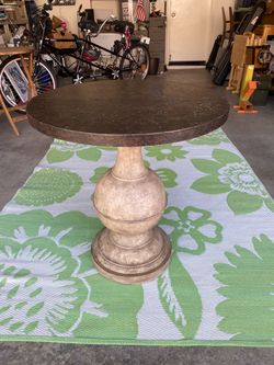 Rustic pedestal side table – metal top with Nail head trim home furniture