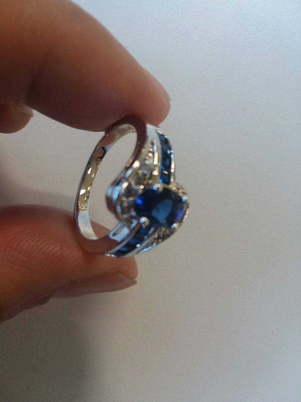 Pretty Blue Stone CZ Ring