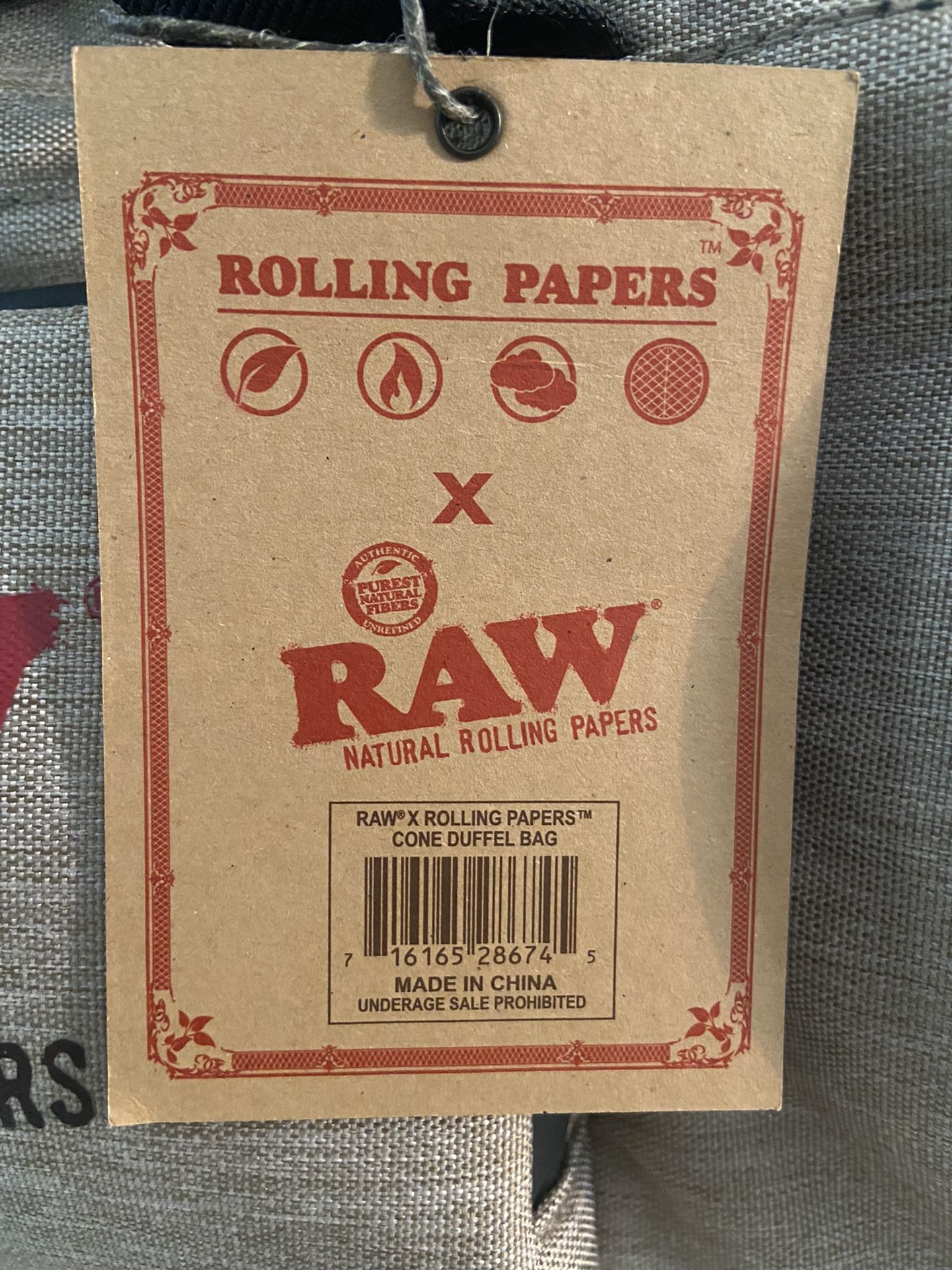 Raw Rolling Papers Cone Duffel Bag