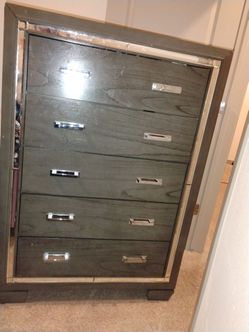5-Drawer Tall Dresser with Mirror Trim