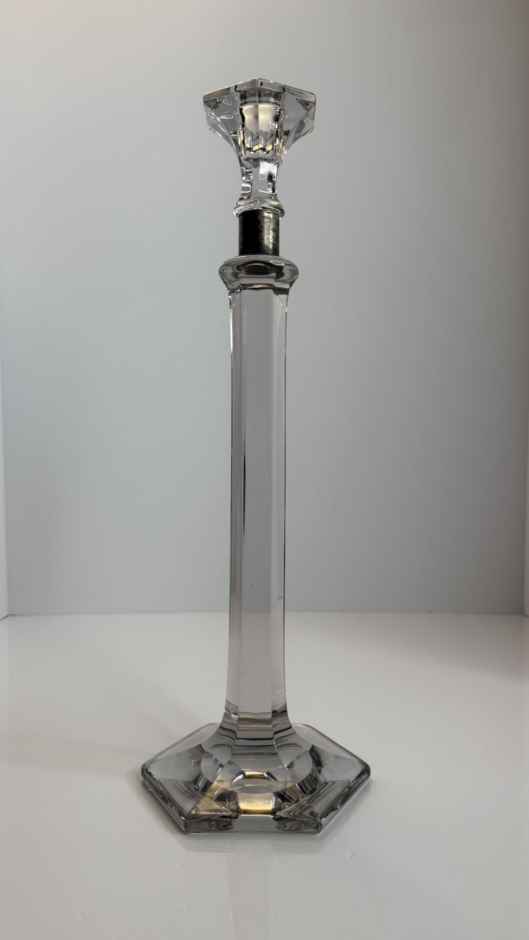 Elegant Crystal Glass Hexagonal Taper Candle Holder