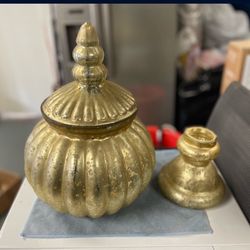 made in india vintage storage bin and flower base