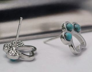 Gemstone Turquoise Paw Earrings