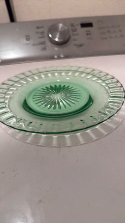 Vintage Green Depression Glass Plate