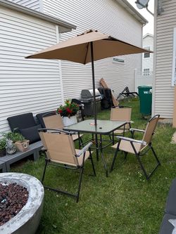 StyleWell 6-Piece Sling Dining Patio Set With Umbrella