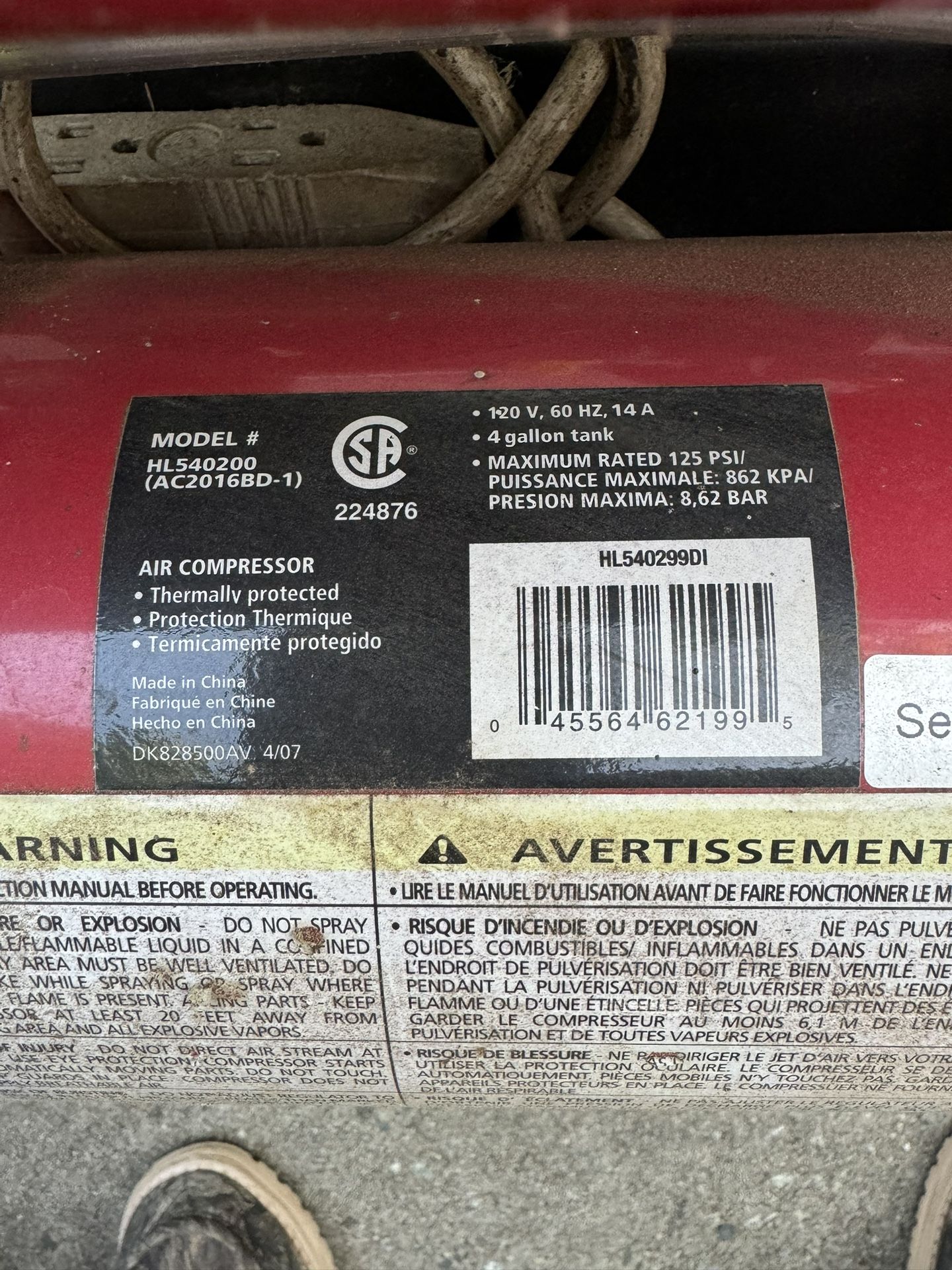 Husky Air Compressor For Sale