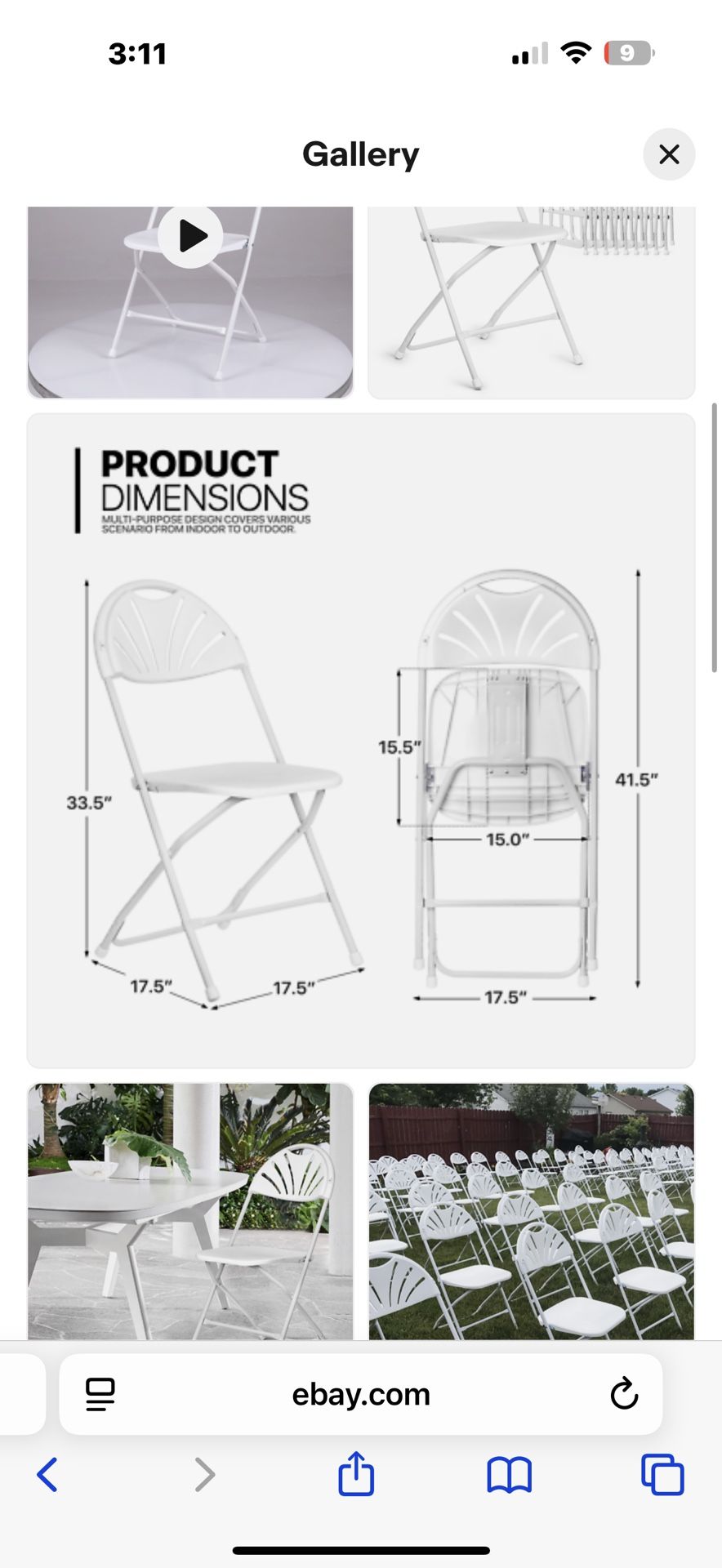 New in box White [10 PCS FOLDING CHAIR SET] Portable Outdoor Wedding Party Event Guest Seat