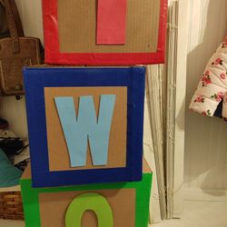 Birthday Blocks Say '2'! Cardboard With Appliques