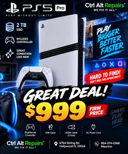 🎮🔥 PS5 PRO 2TB — HARD TO FIND! 🔥🎮
💥 ONLY $999 — FIRM PRICE 💥