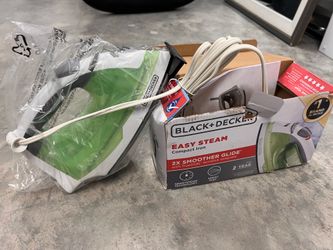 Black+Decker Easy Steam Compact Iron in lime green with a nonstick soleplate