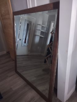 Giant 52x62 Wood Frame With Beveled Mirror
