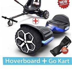 T581 Hoverboard 6.5″ Off Road All Terrain Hoverboards With Bluetooth Speaker&led Lights Two-wheel Self Balancing Hoverboard With Kart Seat Attachment 