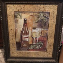 Wine W Wine Glass Picture In Frame 