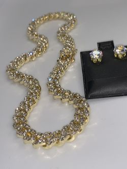 22k stainless steel Miami Cuban choker & earrings set