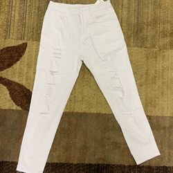 $3 White Ripped Jeans Size M