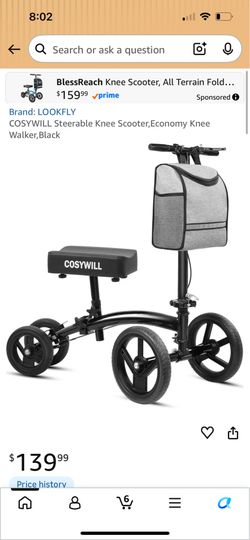 COSYWILL Steerable Knee Scooter,Economy Knee Walker,Black