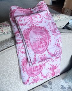 100% cotton French toile pink /white queen size duvet set