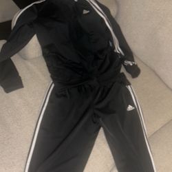 Adidas Track Suit black And White Unisex 