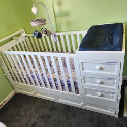 Wood All Inclusive Baby Crib - White