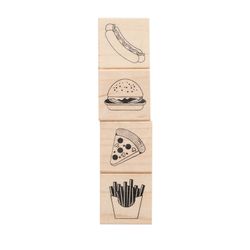 American Crafts Wooden Stamp Set Food 4 Pack NEW!! SEALED