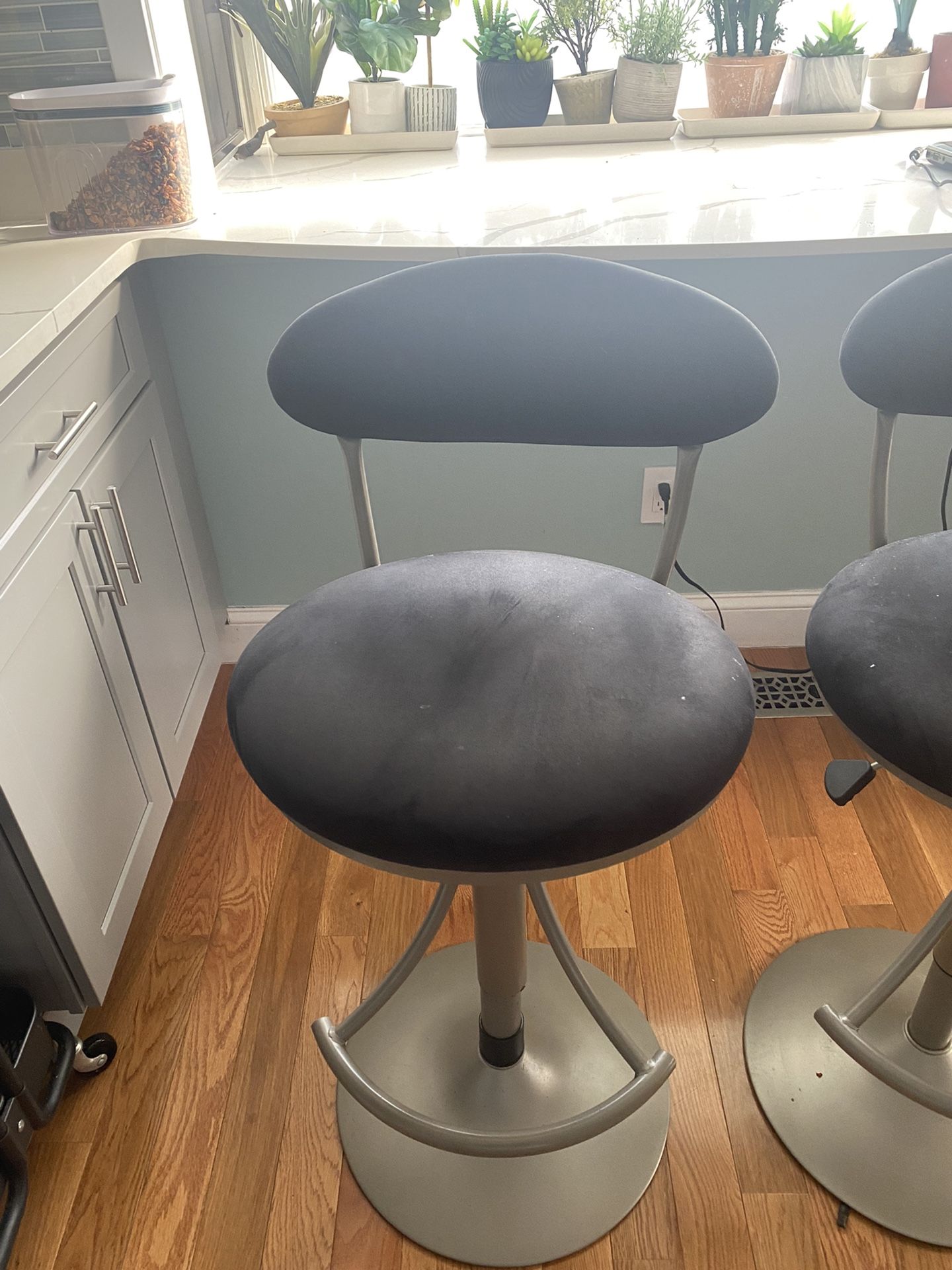 Beautiful Blue Bar Stools x 3