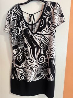 Black and White Abstract Print Mini Dress