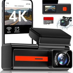 Dash Cam Front and Rear, Veement S80 4k+1080P Dual Dash Camera for Cars, WiFi Mini Car Camera,1.47