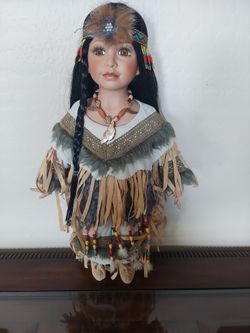 Beautiful Porcelain Native Doll For Decor